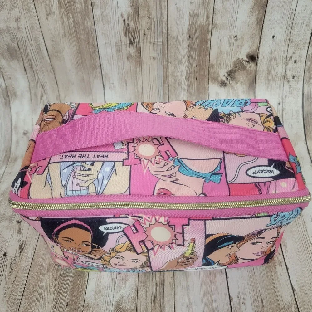 Estee Lauder Pink Comic Cosmetic Make Up Bag Tote